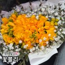 프리지아꽃집 | 명지 꽃집 5월 어버이날 명지 꽃바구니 프리지아 꽃다발 후기