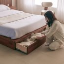 씨유통영안정스타점 | 호텔 감성, 분위기를 완성하는 [리브] 원목 패브릭 와이드 침대 프레임