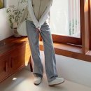 <b>시크</b><b>폭스</b> 여성용 에쉬드 그레이 와이드 데님 팬츠 롱