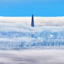 구름에 갇혀버린 잠실 롯데타워 이미지