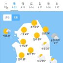 9월 22일 목요일 날씨 이미지