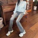 MMW 브랜드 봄 아우터 후드집업 부츠컷 데님 여성 ootd