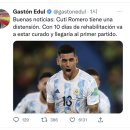[Gaston Edul] 크리스티안 로메로 부상 회복까지 10일정도 걸릴 듯 / 완쾌 후 월드컵 첫경기 출전 가능 할 듯 이미지