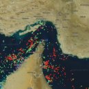 LIVE: Strait of Hormuz vessel tracker 라이브 호르무즈 해협의 교통 상황을 보여주는 선박 추적기. 이미지