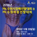 2016년 Mr.수원시장배선발대회 겸 Mr.수원화홍선발대회 포스터(대회요강) 이미지