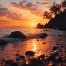 노을바다풍경 이미지