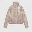 4341 | 자라 레더 이펙트 하이넥 플리츠 재킷 스톤 마블의 매력