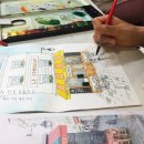 드로잉 풍경과 수채화 이미지