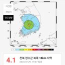전북 장수군 규모4.1 지진 위치 이미지