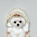 프랑스 자수의 감성 | 강아지 유모차 탄 말티즈 액자｜프랑스 염색 리본자수로 만든 감성 인테리어 소품 빈티지 오브제