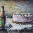 수채화 케이크 이미지