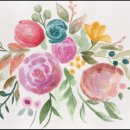 수채화와 디지털 보태니컬 드로잉 이미지