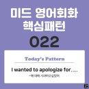 [증급편 022] 'I wanted / [to apologize / for + 명사]'((명사)에 대해 사과하고 싶었어) 이미지