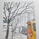 길거리 풍경스케치 이미지