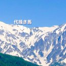 新緑と残雪の北アルプスが美しい信州の里山 이미지