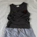 홈골지 | OOTD : Saki Running Shorts_Navy &amp; Mayvi : Metno 골지 나시 &amp; Mayvi : Boat 펀칭 쉬어 셔츠 (시엔느...