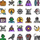 25 stylish halloween filled outline icons 이미지