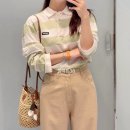 데일리룩) 샤넬 26 코코비치 깜봉 플랫 라피아 쇼핑백 미우미우 스트라이프 폴로 셔츠 후기