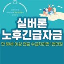 노후긴급자금 대부지원(만60세 이상 국민연금수급자에게 의료비, 배우자 장제비, 전월세보증금, 재해복구비 등 긴급자금을 저리로 대부) 이미지