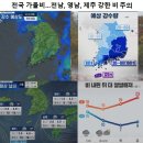 전국 가을 비 ~~~ 전남, 영남, 제주 강한 비 주의 이미지