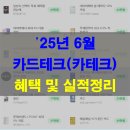 &#39;25년 6월 카테크(신용카드) 혜택 및 실적정리(ft. 이번달은 발급없음)