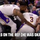 Anthony Davis fell on : the ref (He was okay!) 이미지