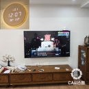 명곡동100 | 창원명곡두산위브 65인치벽걸이tv 무타공설치 with 플라이토 루나온습도 크림 LED시계