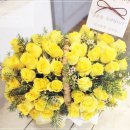 ＜노란색 장미 70송이 꽃바구니 어머니 아버지 할머니 할아버지 칠순 고희 생신 축하 꽃배달서비스＞ 이미지