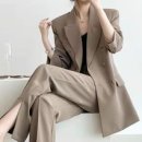 <b>비</b>비에모 <b>시크</b> 더블 버튼 루즈핏 재킷 와이드 트임 팬츠...