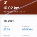 10/27 (일) 삼천천 산책로에서 10Km달리기 [합수정~한강아파트 왕복] 이미지