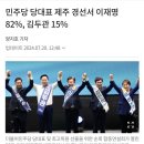 민주당 당대표 제주 경선서 이재명 82%, 김두관 15% 이미지