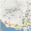 각산 정상, 전망대, 각산정류장에서 바라본 주변지역 전경(각산 등산지도, 등산코스 포함) 이미지