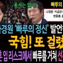 나경원 '빠루의 정신' 발언한 다음날! 국힘! 또 걸렸다! 한동훈 입 리스크에서 '빠루의 정신'을 거쳐 또다시 국회선진화법 위반으로!ㅋ 이미지