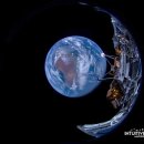 달착륙선 오디세우스가 지구를 배경으로 찍은 셀카 이미지