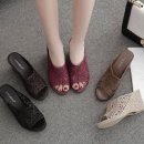 펀칭 웨지힐 뮬 슬리퍼 8cm 이미지