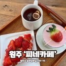 [원주카페] 관설동 분위기 좋은 원주 대형 카페 &#39;피네카페&#39; 후기(딸기크로풀, 딸기나무숲, 청귤히비스커스)