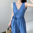 7062주름사이드리본민소매점프수트 이미지