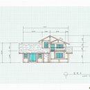 1층 19.6평,2층 9.5평 연면적 29평 POST & BEAM 통나무집 스케치 이미지