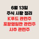 6월 13일 주식 시황(K푸드 관련주, 포항영일만항 관련주, 시추 관련주)