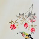 붉은 허밍벌드(Red Humming Bird)와 꽃 이미지