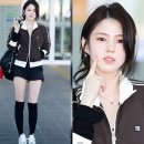 H-063 | 한소희 공항패션 휠라 1911 트랙자켓 , 에샤페 실버문 운동화, eenk 버클 호보백 가방