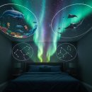 고래 PC | 아오라 우주빔 오로라 프로젝터: 아기 무선 수면등, 달 별 은하수 고래 우주 조명 무드등