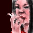 담배 피우는 여자 이미지