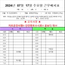 2024년 7월 17일 수요일 근무배치표(우천예보 / 날씨예보에따라 추가가능성 有) 이미지