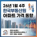 서평택강남공인중개사사무소 | 26년 1월4주, 한국부동산원 아파트 가격 동향