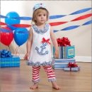 Mud Pie Baby Boathouse 2-Piece Anchor Tunic & Striped Leggings Set 이미지