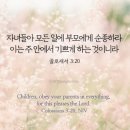 오늘의 '영어성경 사진'(697강) “모든 일에 부모에게 순종하세요”(골로새서 3장 20절) 이미지