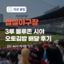 잠실야구장 3루 블루석 116구역 9열 시야 직관 푸드 오토김밥 배달 후기
