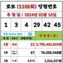 1106회 로또 당첨번호 및 당첨지역 양파님양식---＞ 매장형식에 맞게 수정 이미지