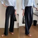 (주)스마트밴딩 | 여자 기모 와이드 슬랙스 하이웨스트 핀턱 밴딩으로 다리 길어 보이는 겨울 코디